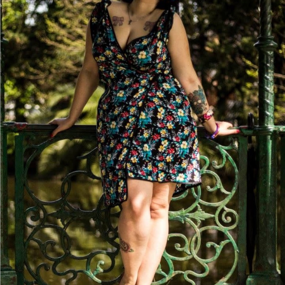 Floral Black Dress